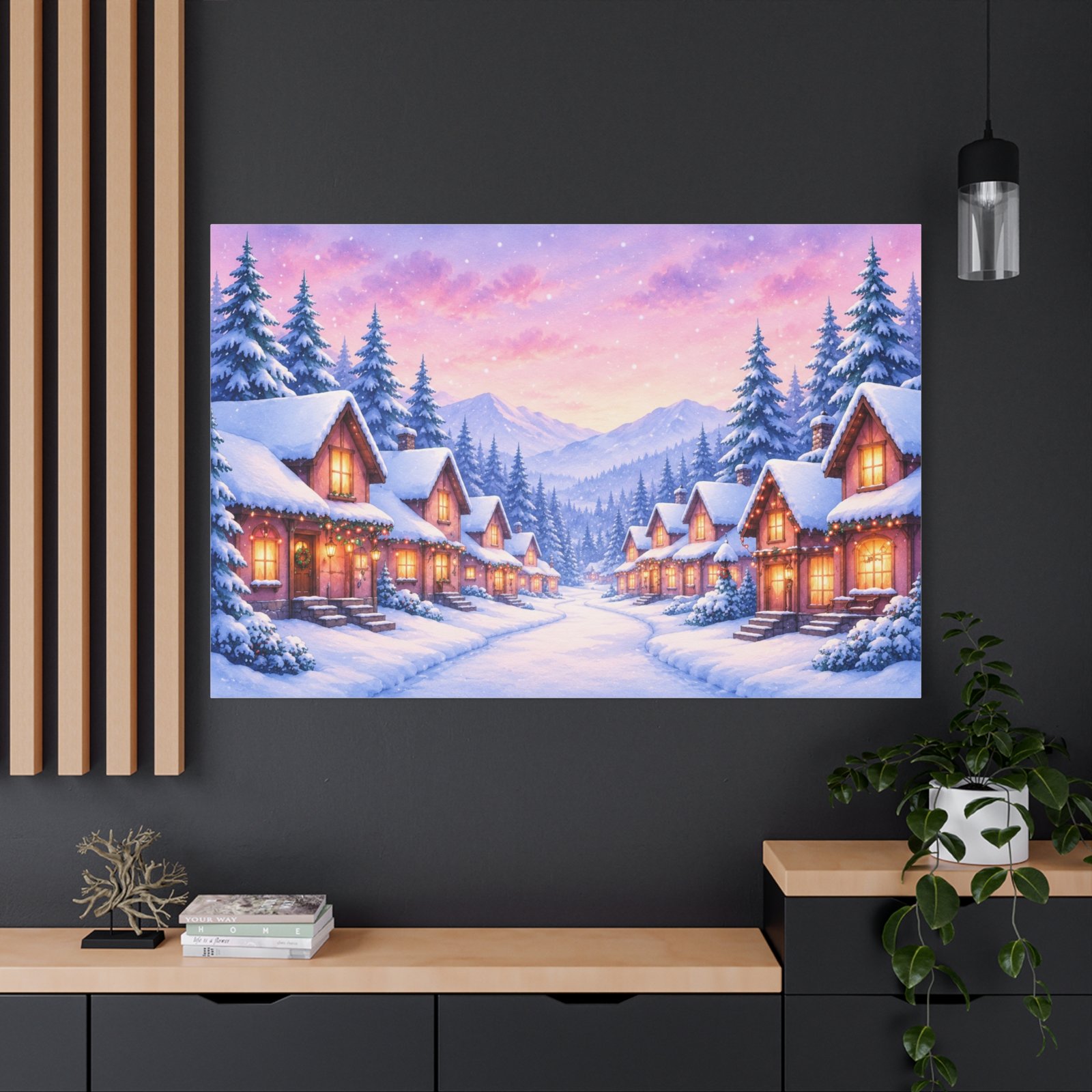Winter Village Canvas Print — Snowy Cabin Holiday Wall Art - Image 4