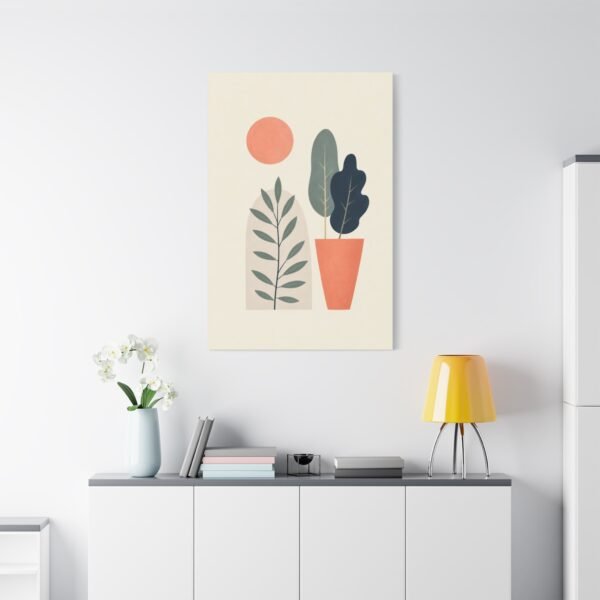 Modern Botanical Matte Canvas Wall Art – Abstract Plant Print - Image 1