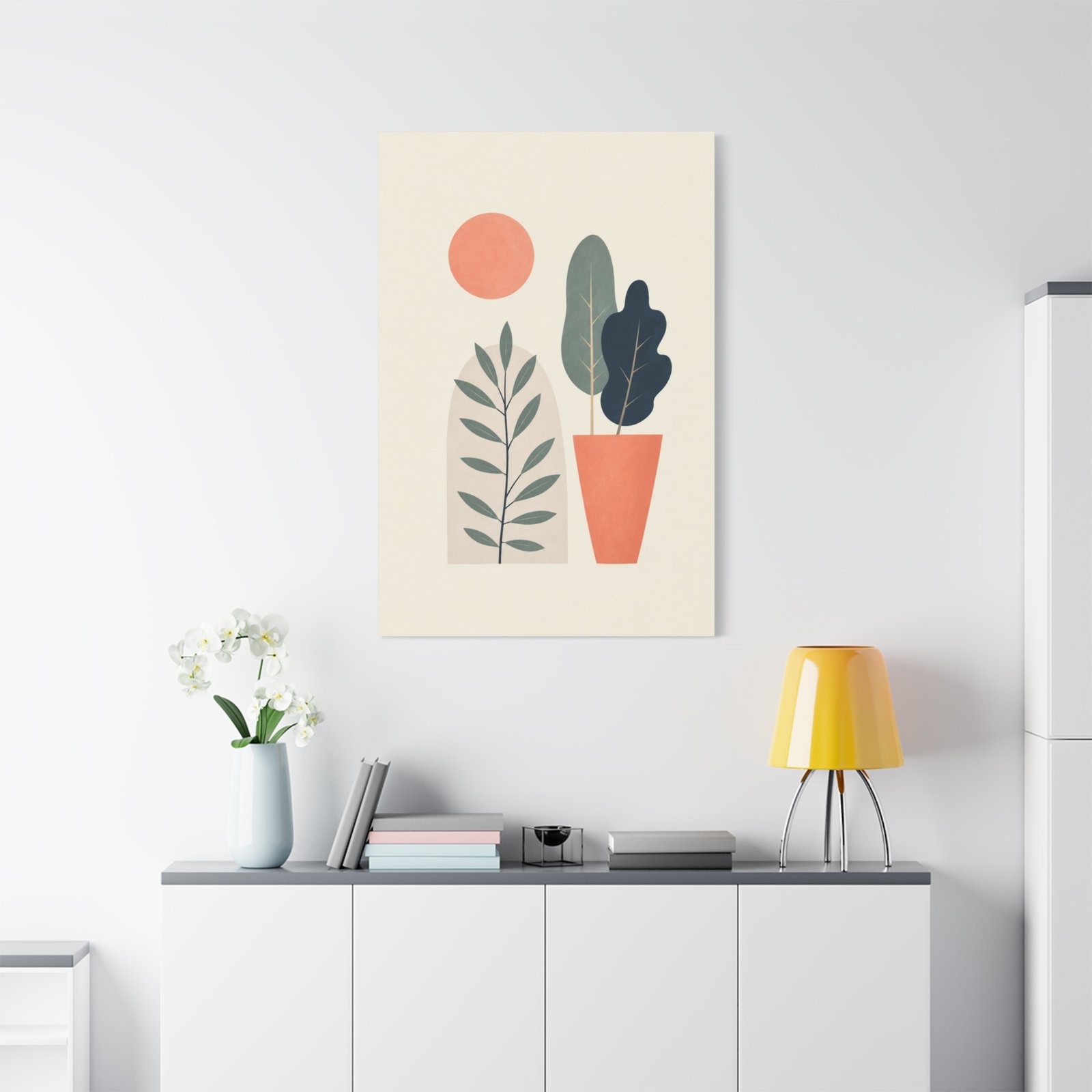 Modern Botanical Matte Canvas Wall Art – Abstract Plant Print - Image 1