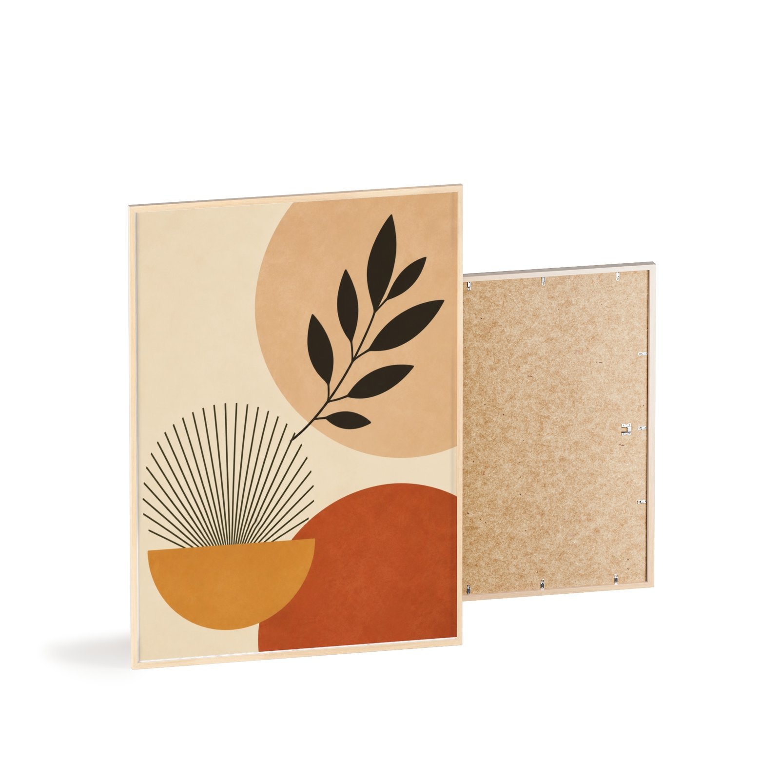 Boho Botanical Poster with Wooden Frame — Mid-Century Modern Wall Art - Image 4
