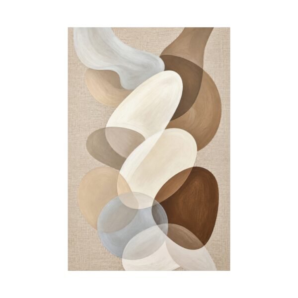 Neutral Abstract Canvas Wall Art – Earth Tone Organic Shapes, Stretched Matte Canvas - Image 2