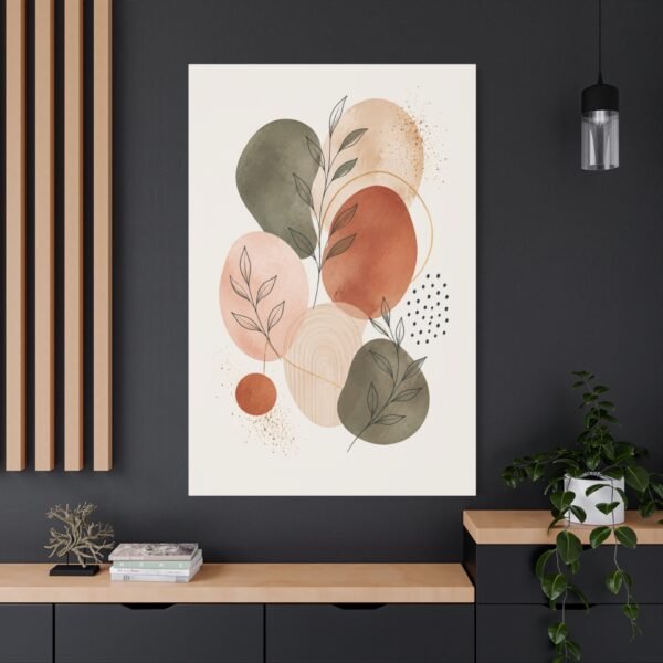 Abstract Botanical Canvas Wall Art – Earth Tone Minimalist Stretched Canvas - Image 4