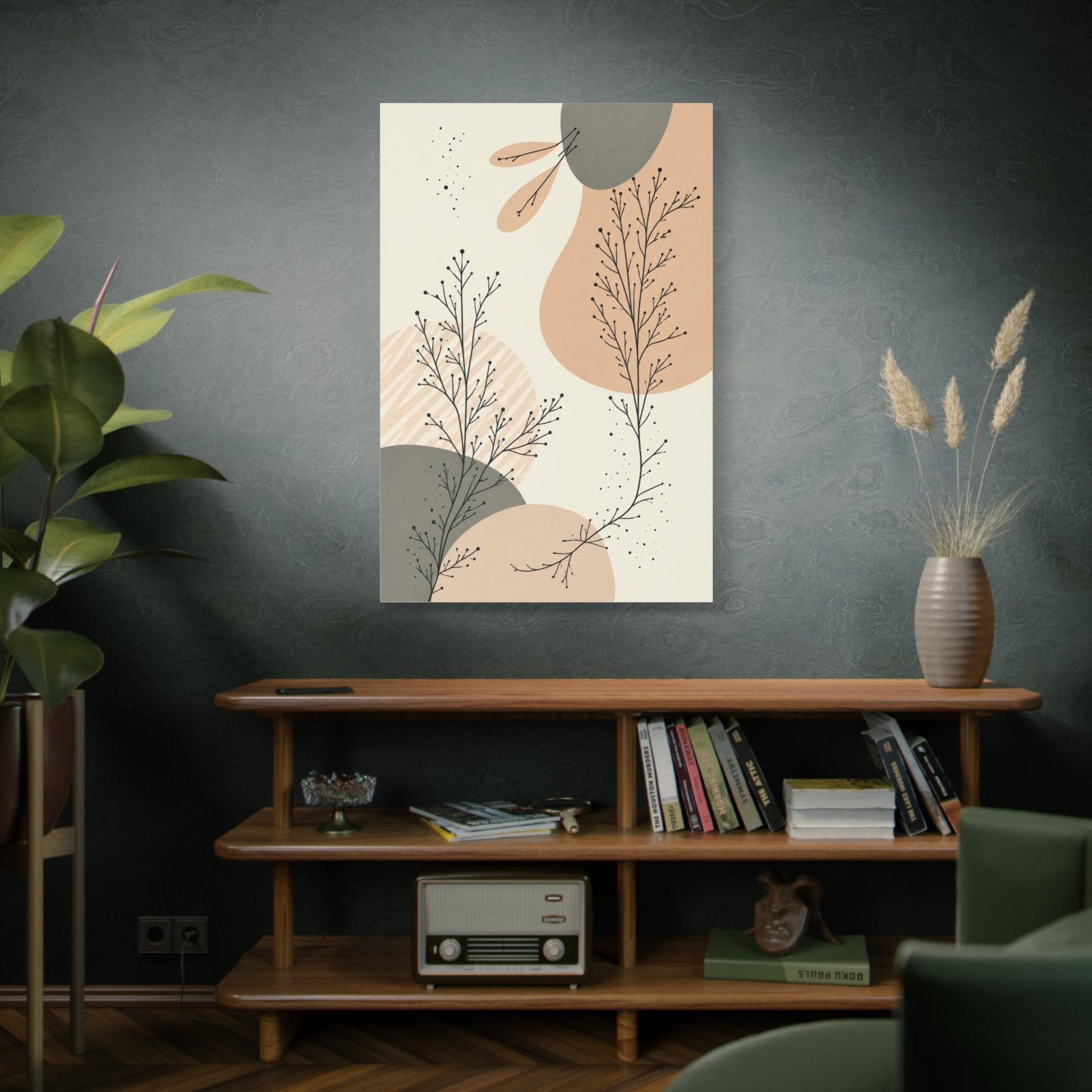 Abstract Botanical Matte Canvas Wall Art – Neutral Terracotta & Sage Stretched Canvas - Image 5