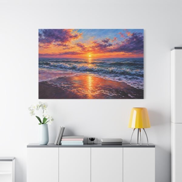 Sunset Ocean Canvas Print — Vibrant Seascape Matte Stretched Wall Art - Image 3