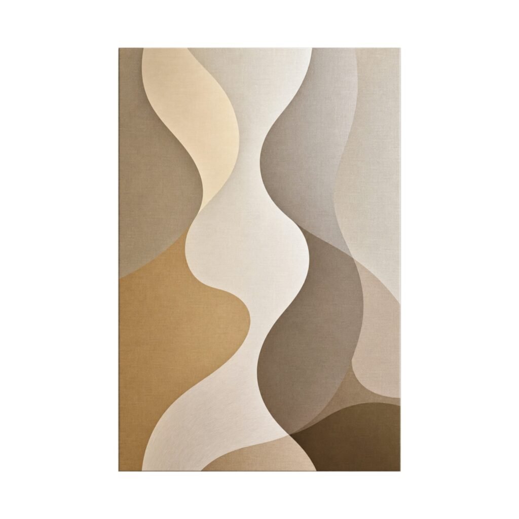 Abstract Beige Wave Canvas Print — Neutral Minimal Wall Art