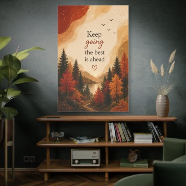 Canvas Wall Art - "Keep Going the Best Is Ahead" Autumn Landscape - Image 5