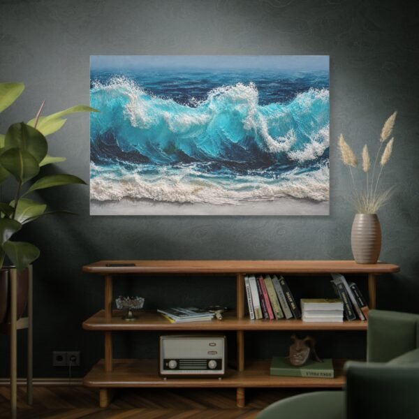 Ocean Wave Matte Canvas Wall Art — Turquoise Seascape Stretched Canvas - Image 5