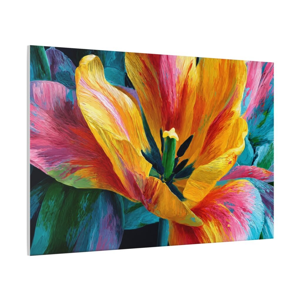 Vibrant Tulip Matte Canvas Wall Art — Colorful Floral Stretched Canvas