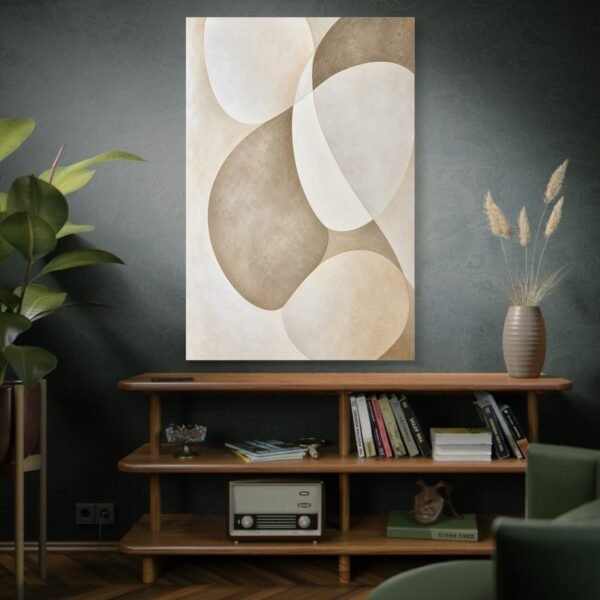 Neutral Abstract Circle Matte Canvas Wall Art – Stretched 1.25" - Image 5