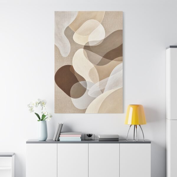 Abstract Neutral Tones Canvas Wall Art - Organic Shapes Matte Stretched Print - Image 1