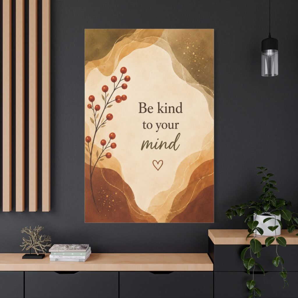 Be Kind to Your Mind Matte Canvas Wall Art — Inspirational Mental Health Quote