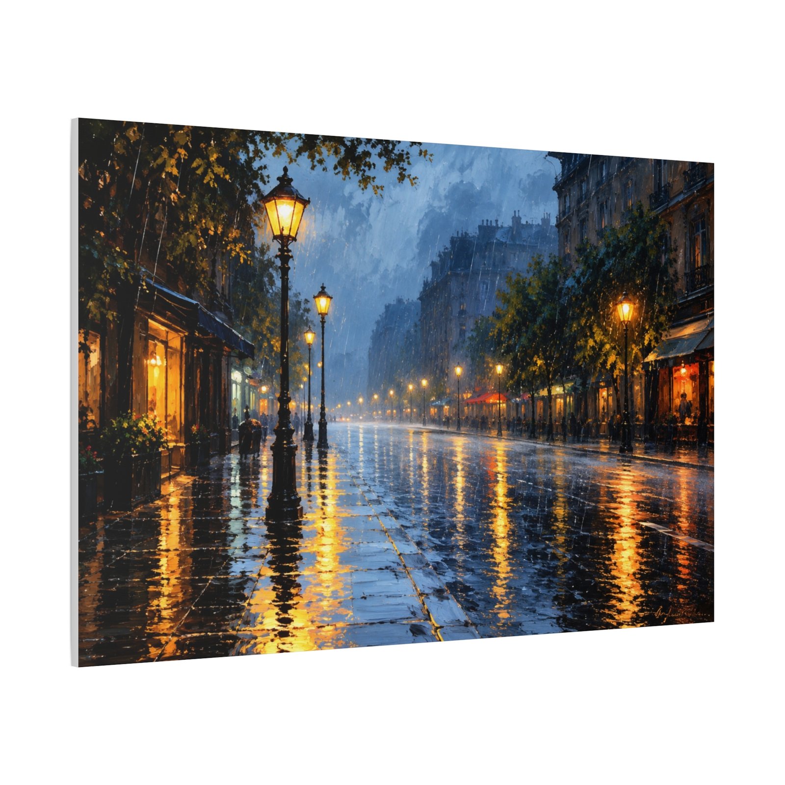 Rainy City Street Matte Canvas Print — Stretched 1.25" - Image 2