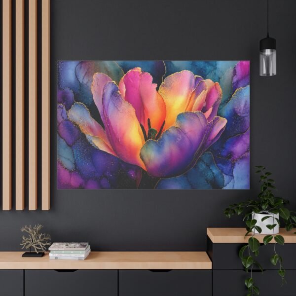 Vibrant Glowing Flower wallArt - Stretched Matte Floral Canvas Print - Image 4