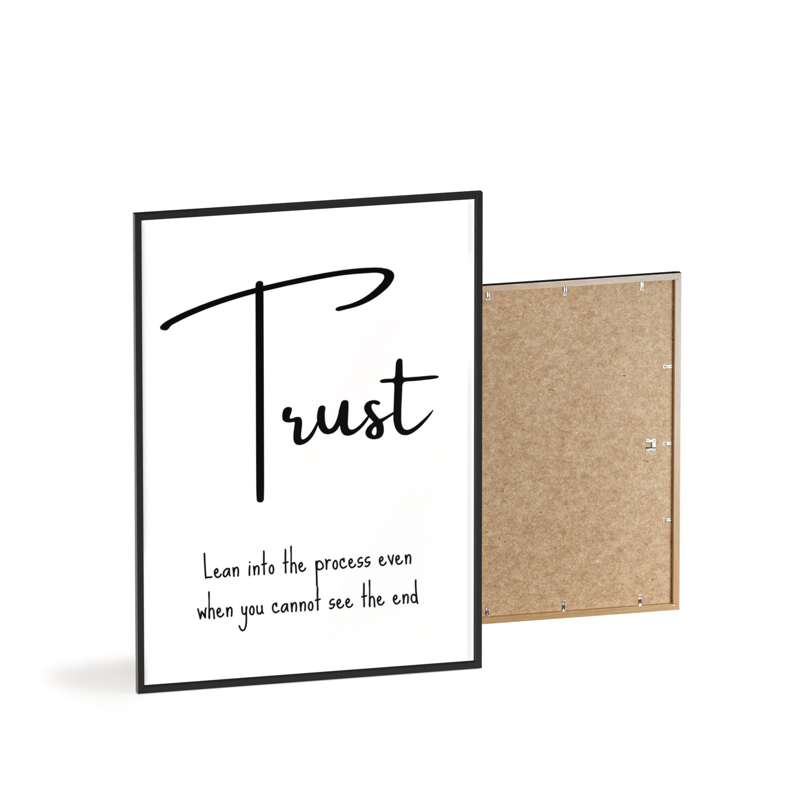 Trust Wall Art Poster with Wooden Frame — Minimalist Inspirational Quote "Trust: Lean into the process even when you cannot see the end" - Image 4