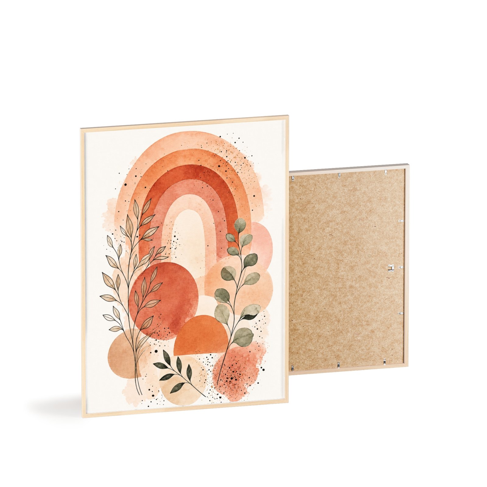 Boho Rainbow Botanical Poster with Wooden Frame — Earthy Terracotta Wall Art - Image 4