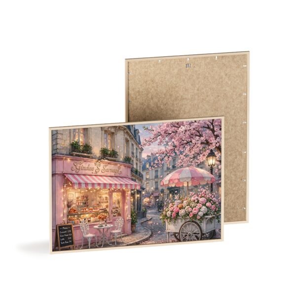 Framed Parisian Flower Shop Wall Art Poster — Floral Street Scene with Wooden Frame - Image 4