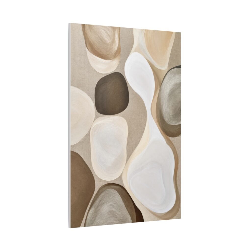 Neutral Abstract Canvas Wall Art – Beige & Brown Organic Shapes, Matte Stretched 1.25"