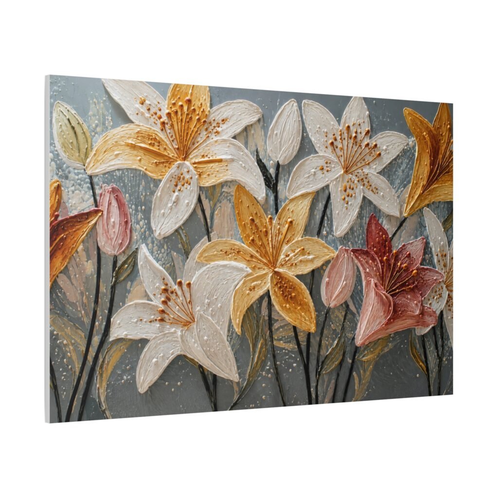 Lily Bouquet Matte Stretched Canvas Wall Art — Yellow & Pink Floral Painting