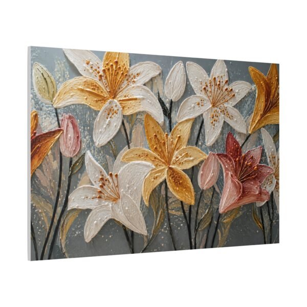 Lily Bouquet Matte Stretched Canvas Wall Art — Yellow & Pink Floral Painting - Image 3