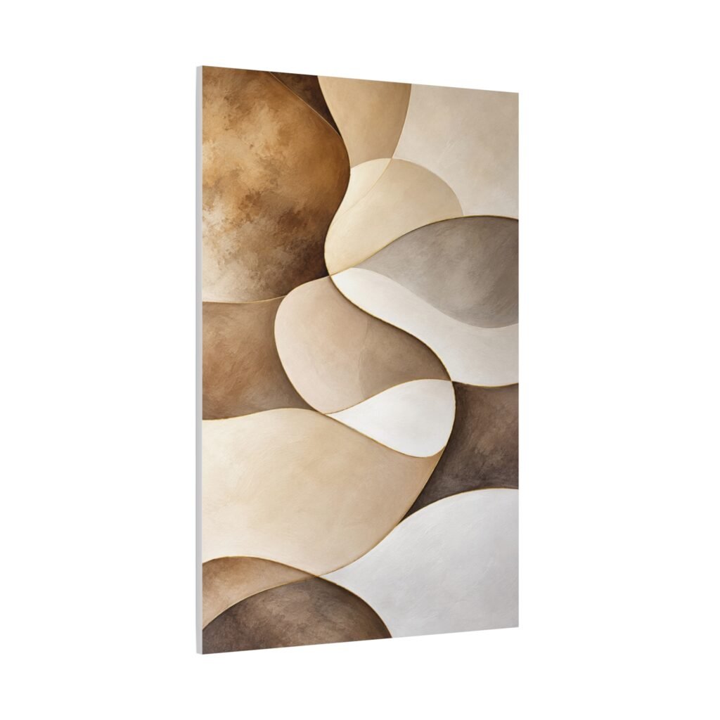 Abstract Neutral Tones Canvas Wall Art — Organic Wave Shapes