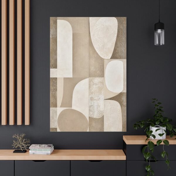 Neutral Abstract Geometric Canvas Print — Beige Modern Wall Art, Matte Stretched 1.25" - Image 4