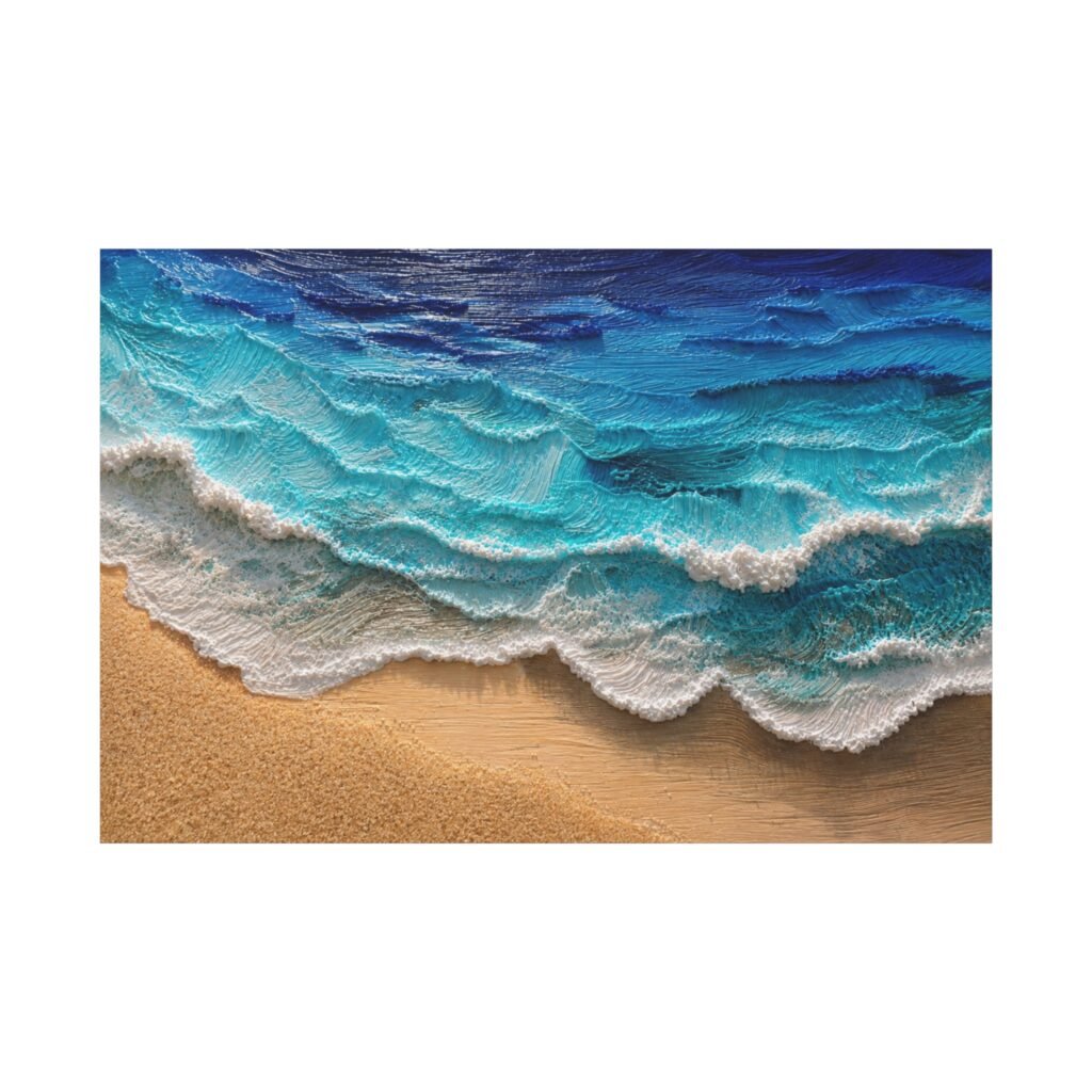 Ocean Waves Beach Matte Canvas Print — Stretched 1.25" Wall Art