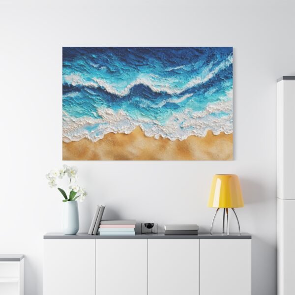 Coastal Waves Matte Canvas Wall Art — Stretched Beach Ocean Print - Image 3