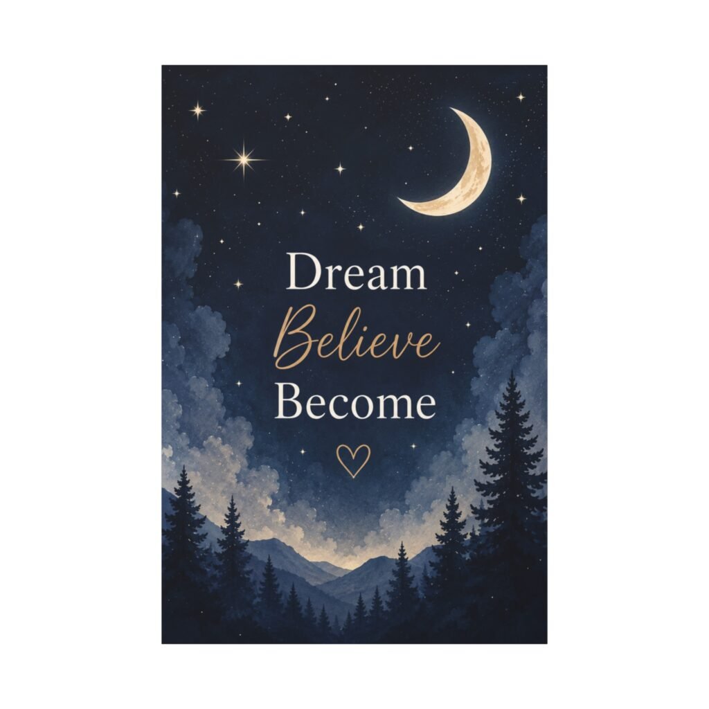 Dream Believe Become Night Sky Canvas