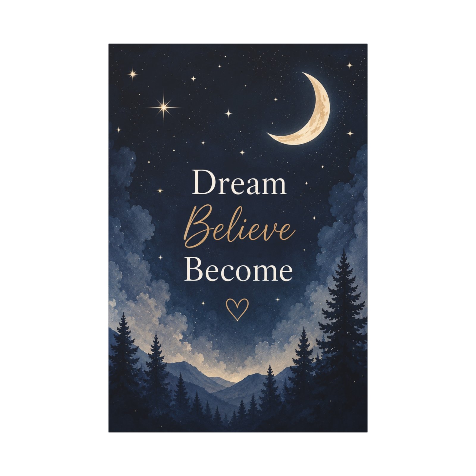 Dream Believe Become Night Sky Canvas - Image 2