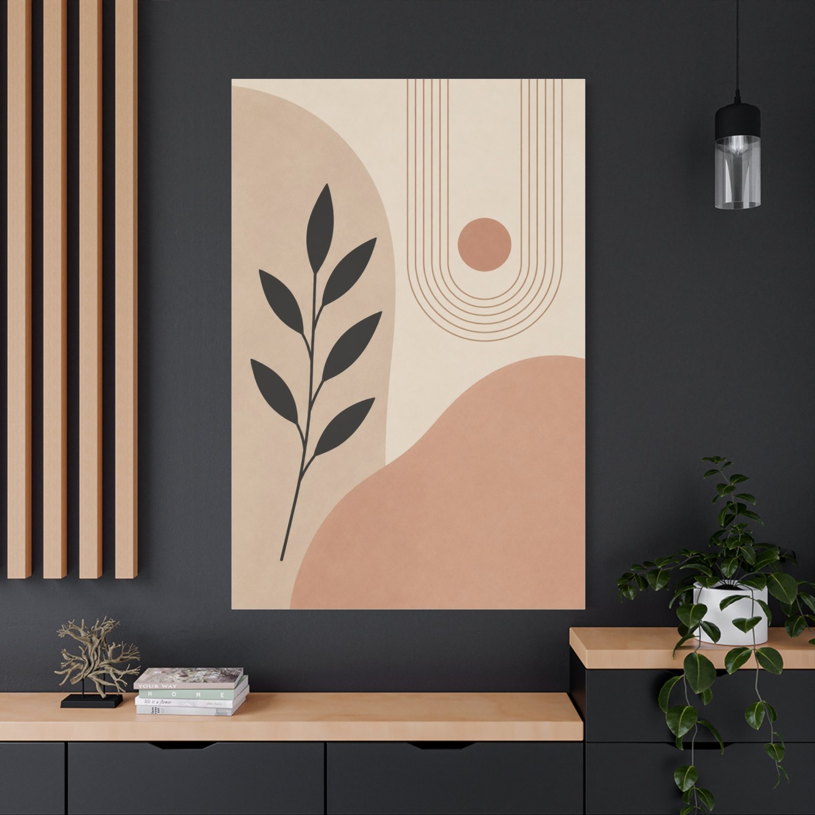 Abstract Earth Tones Botanical Canvas Print — Minimalist Midcentury Wall Art - Image 4