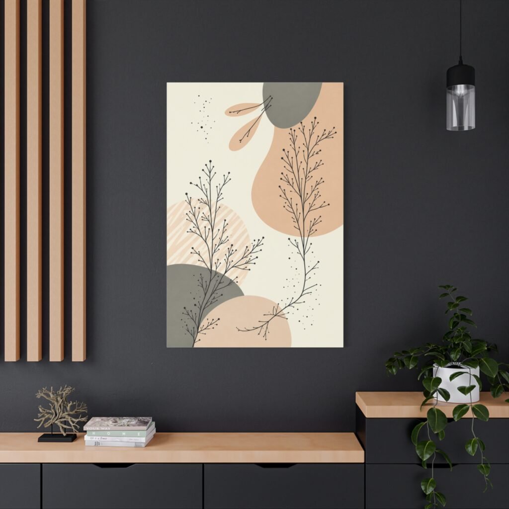 Abstract Botanical Matte Canvas Wall Art – Neutral Terracotta & Sage Stretched Canvas