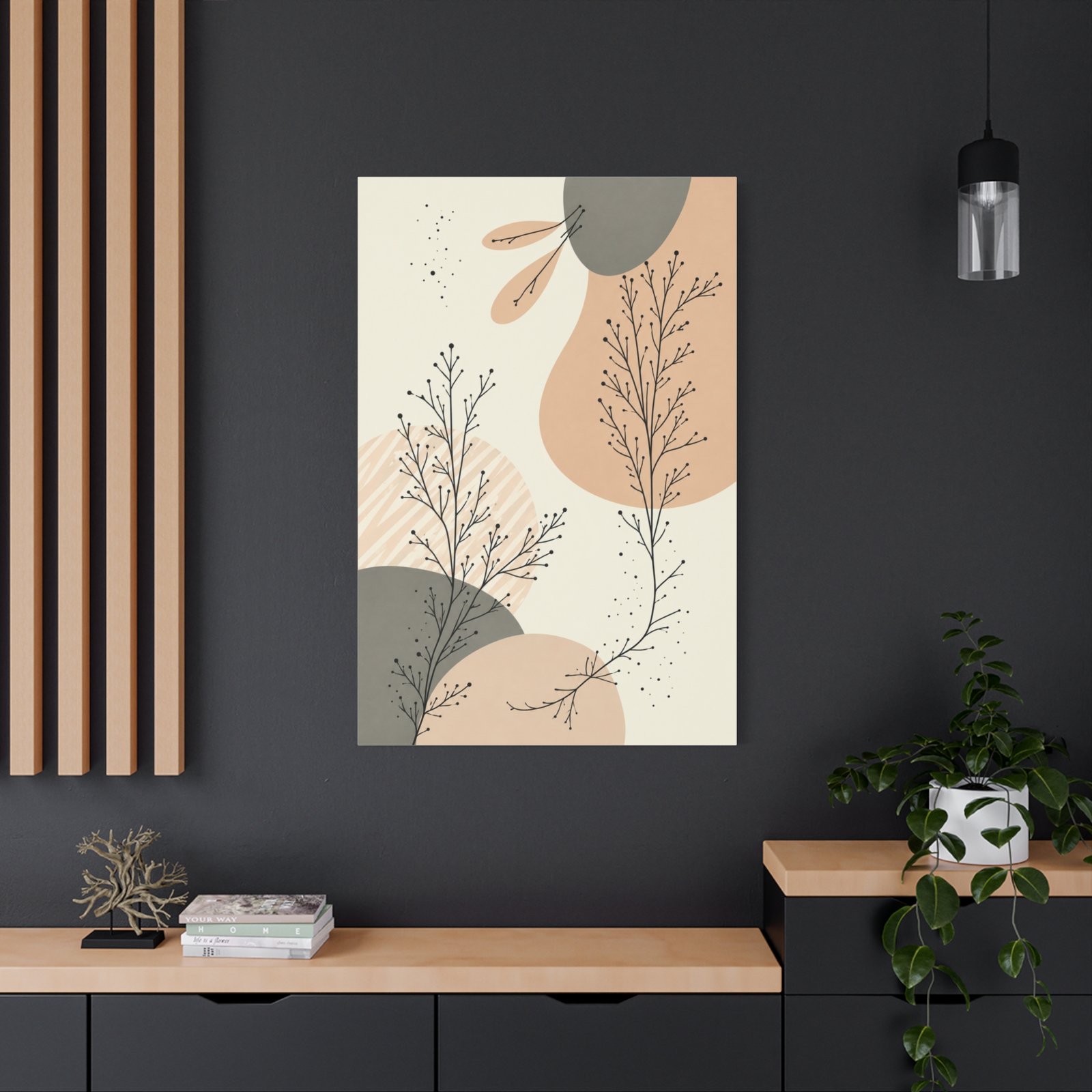 Abstract Botanical Matte Canvas Wall Art – Neutral Terracotta & Sage Stretched Canvas - Image 4