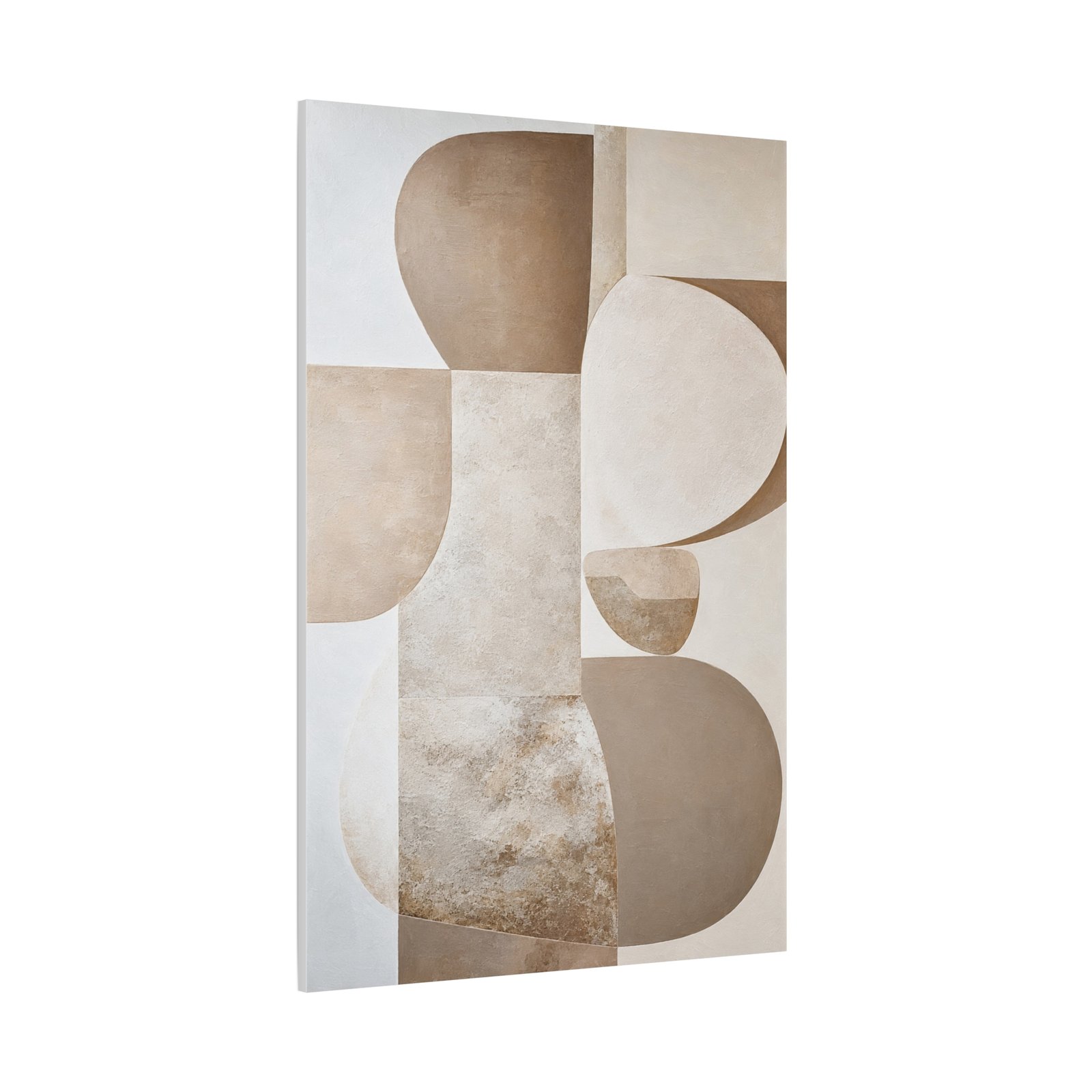 Neutral Abstract Canvas Wall Art – Beige Minimalist Geometric Stretched Canvas - Image 3