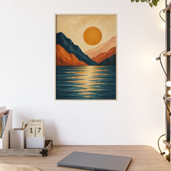 Framed Sunset Lake Poster — Warm Mountain Landscape Wall Art - Image 3