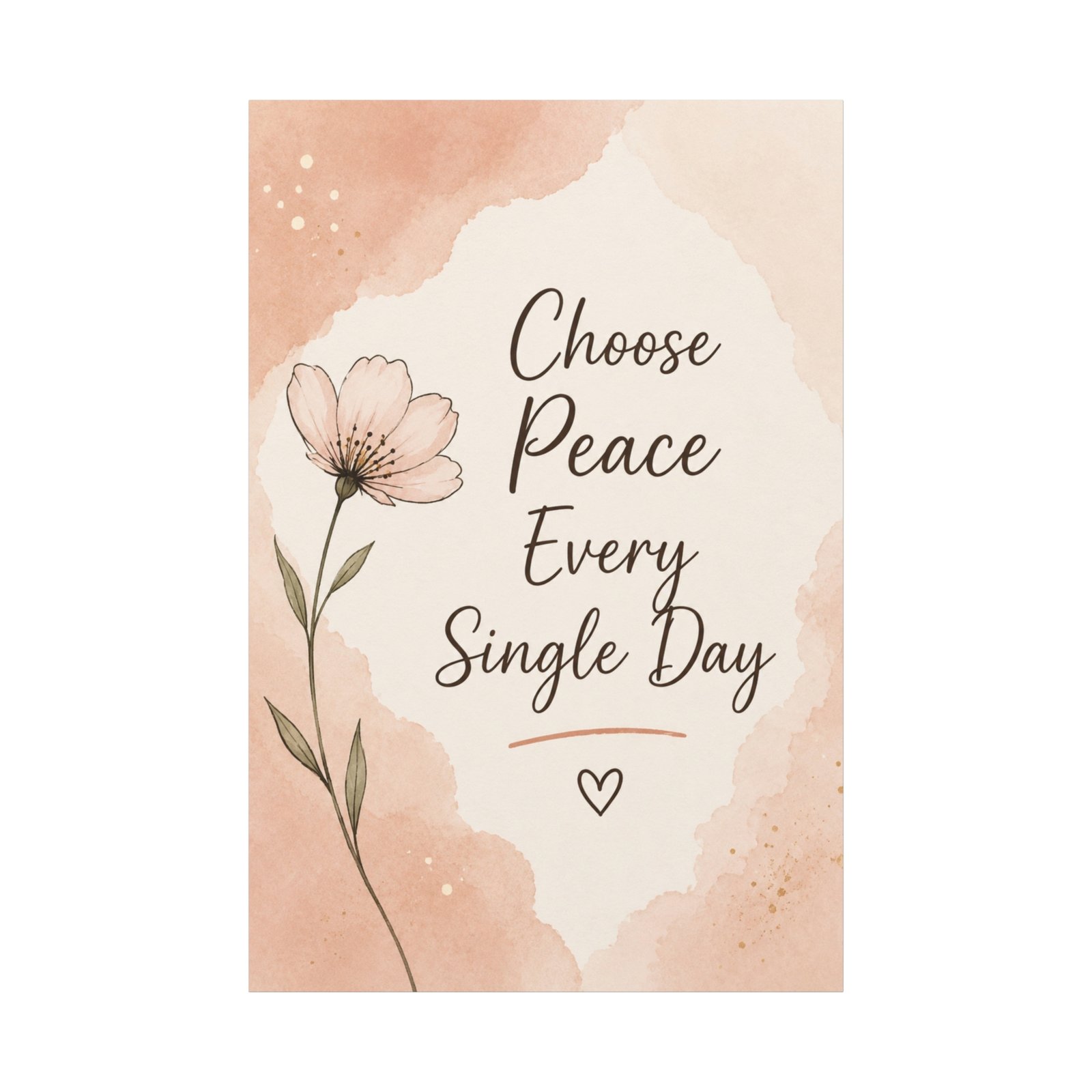 Choose Peace Every Single Day Canvas Wall Art — Inspirational Floral Quote - Image 2
