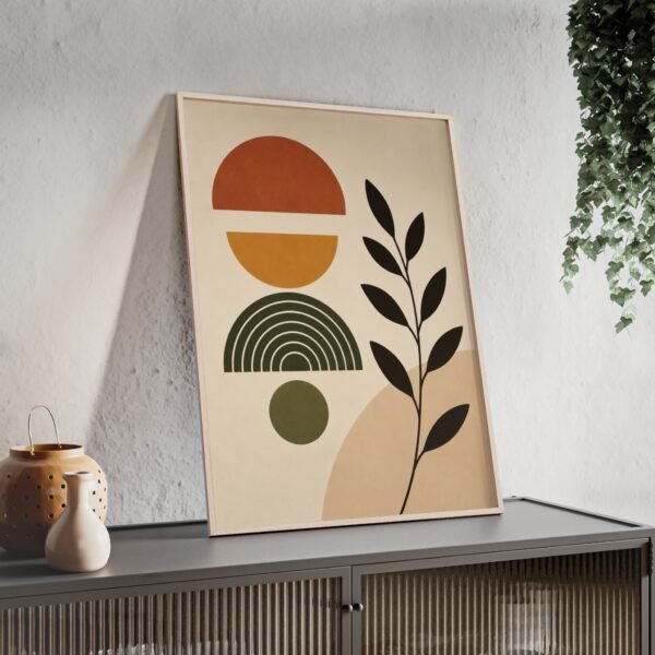 Boho Poster with Wooden Frame — Midcentury Earth Tone Wall Art - Image 2