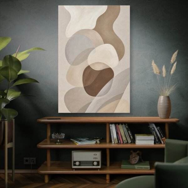 Neutral Abstract Canvas Art – Earth Tone Organic Shapes Matte Stretched Canvas - Image 5