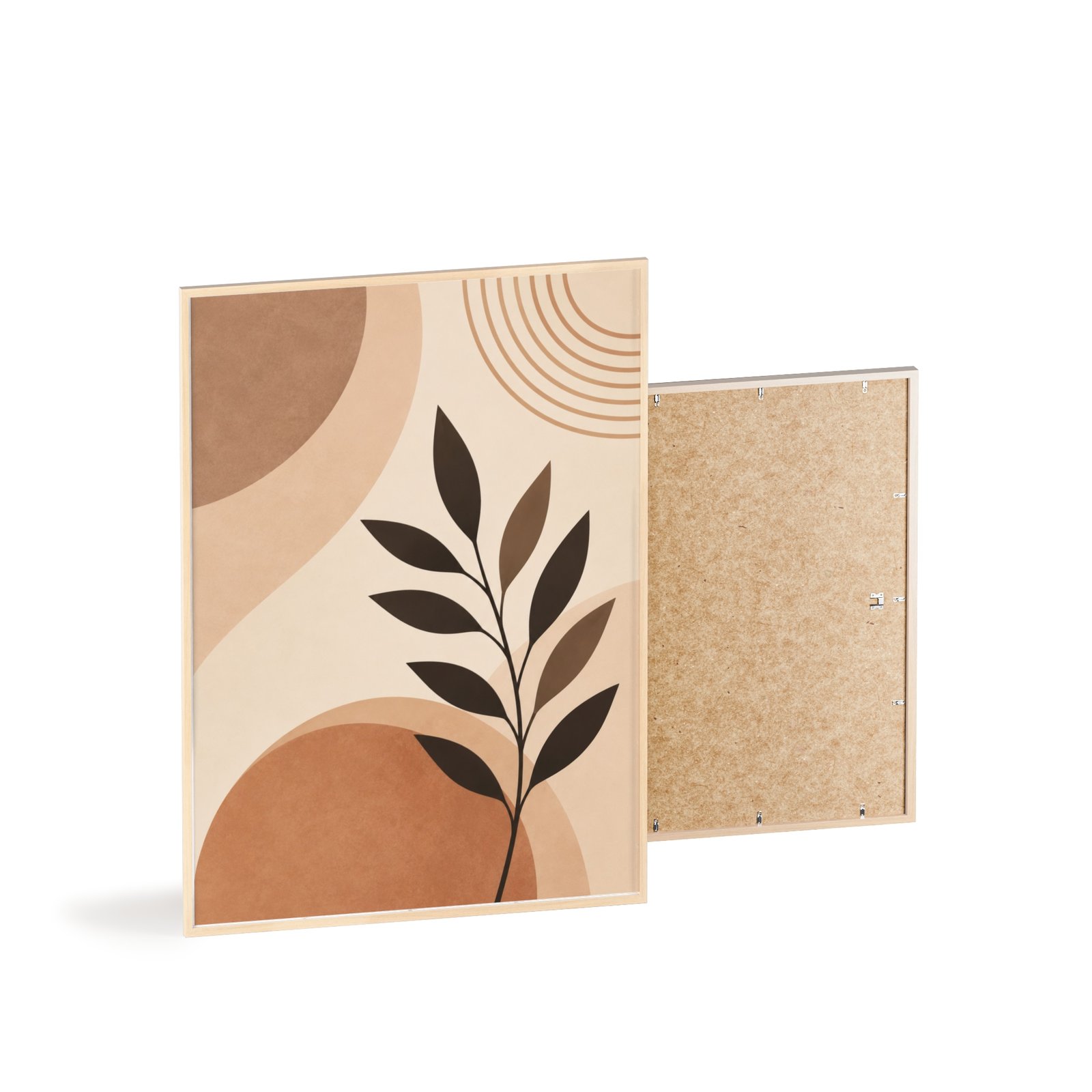 Abstract Boho Leaf Poster with Wooden Frame — Neutral Earth Tone Wall Art - Image 4