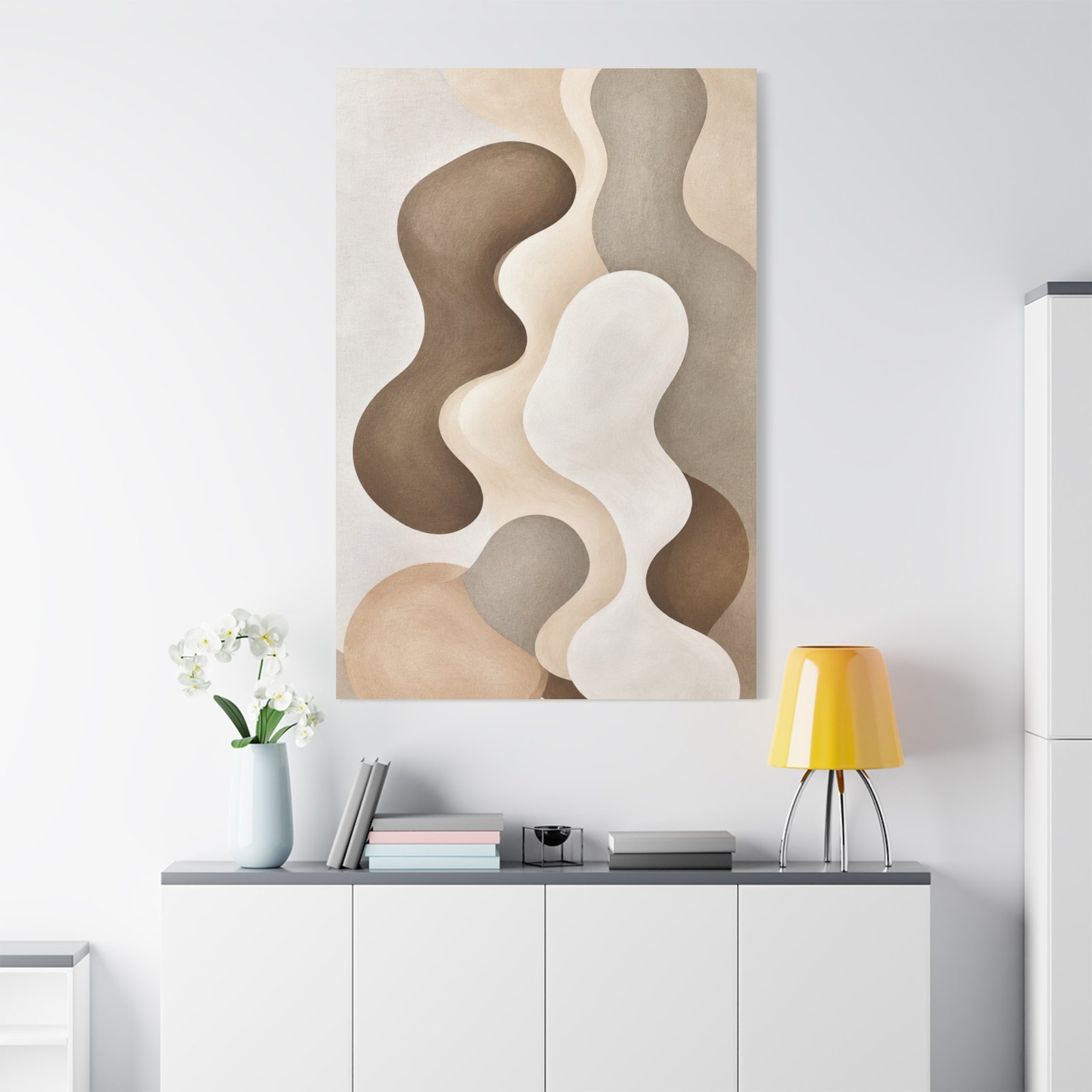 Neutral Abstract Layers Canvas Art — Matte Stretched Wall Decor - Image 1