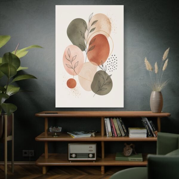 Abstract Botanical Canvas Wall Art – Earth Tone Minimalist Stretched Canvas - Image 5