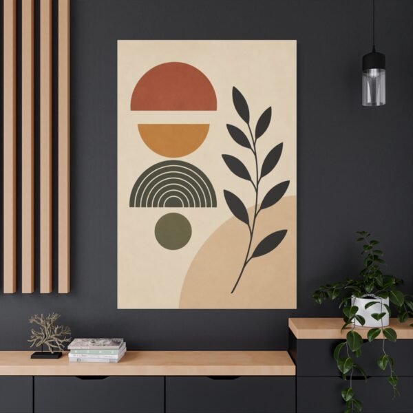 Abstract Botanical Canvas Wall Art — Mid-Century Geometric Print - Image 4