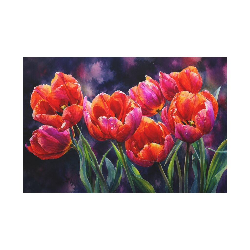 Red Tulip Floral Canvas Print — Vibrant Stretched Wall Art