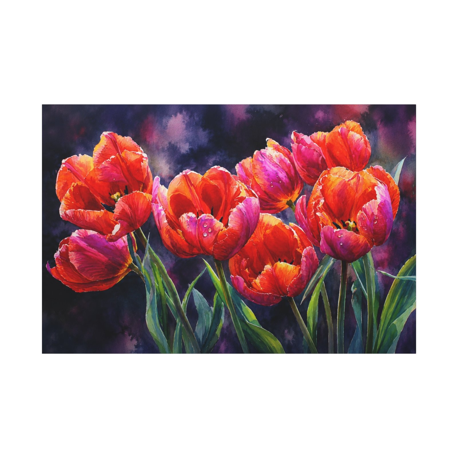 Red Tulip Floral Canvas Print — Vibrant Stretched Wall Art - Image 2