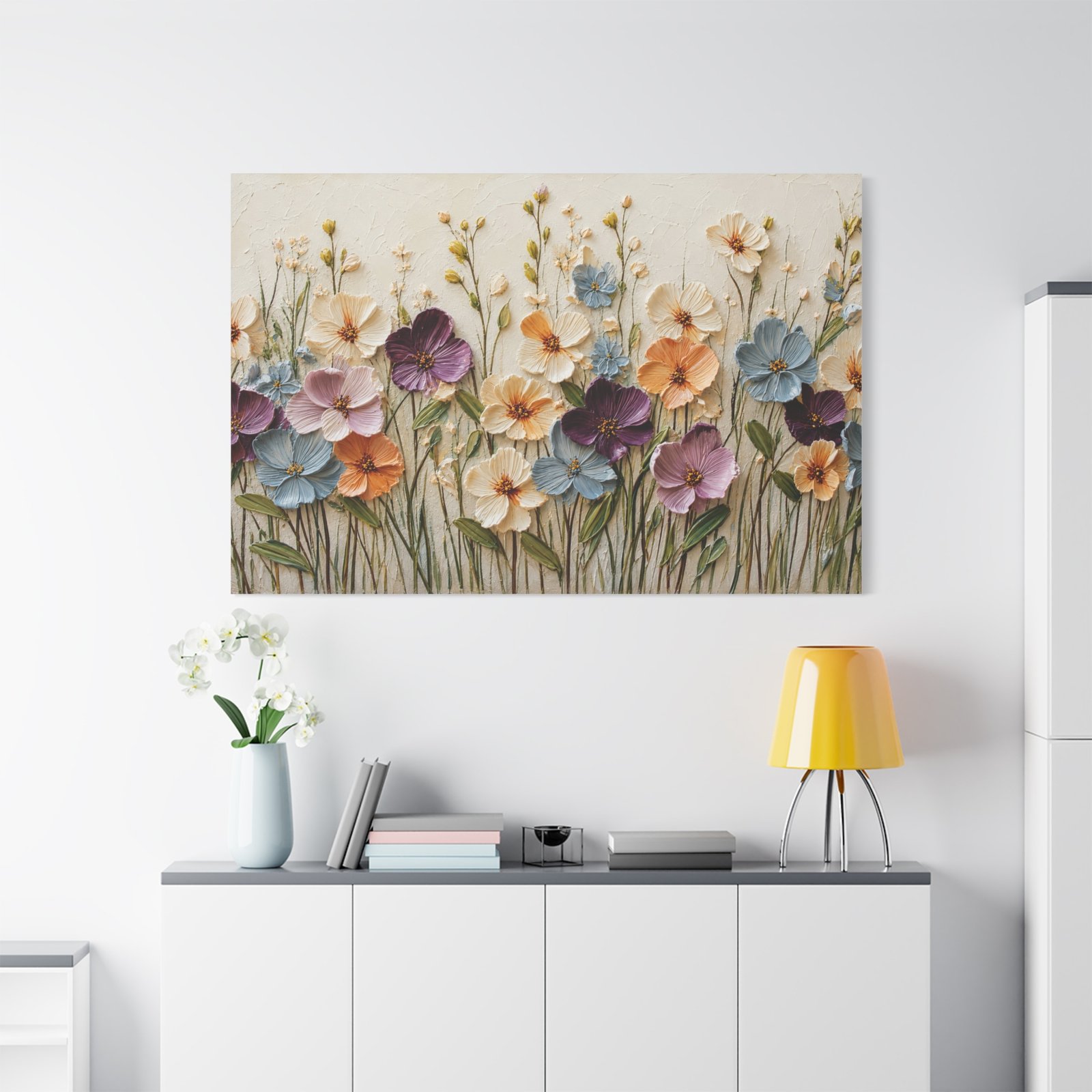Pastel Wildflower Garden Canvas Print — Stretched Matte Floral Wall Art - Image 1