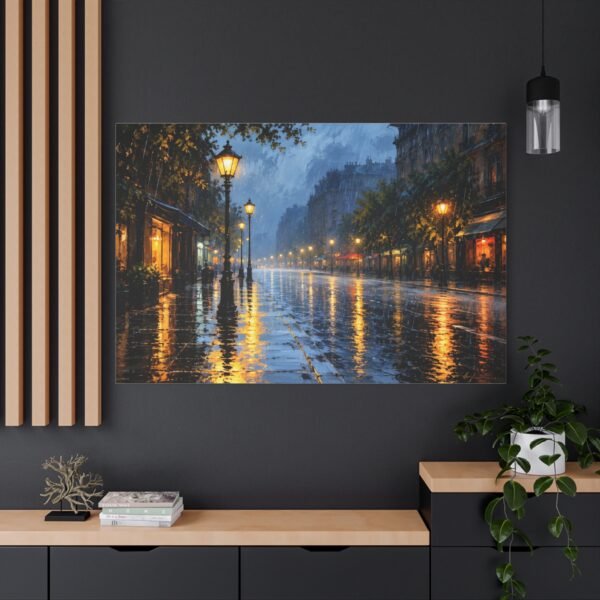 Rainy City Street Matte Canvas Print — Stretched 1.25" - Image 4