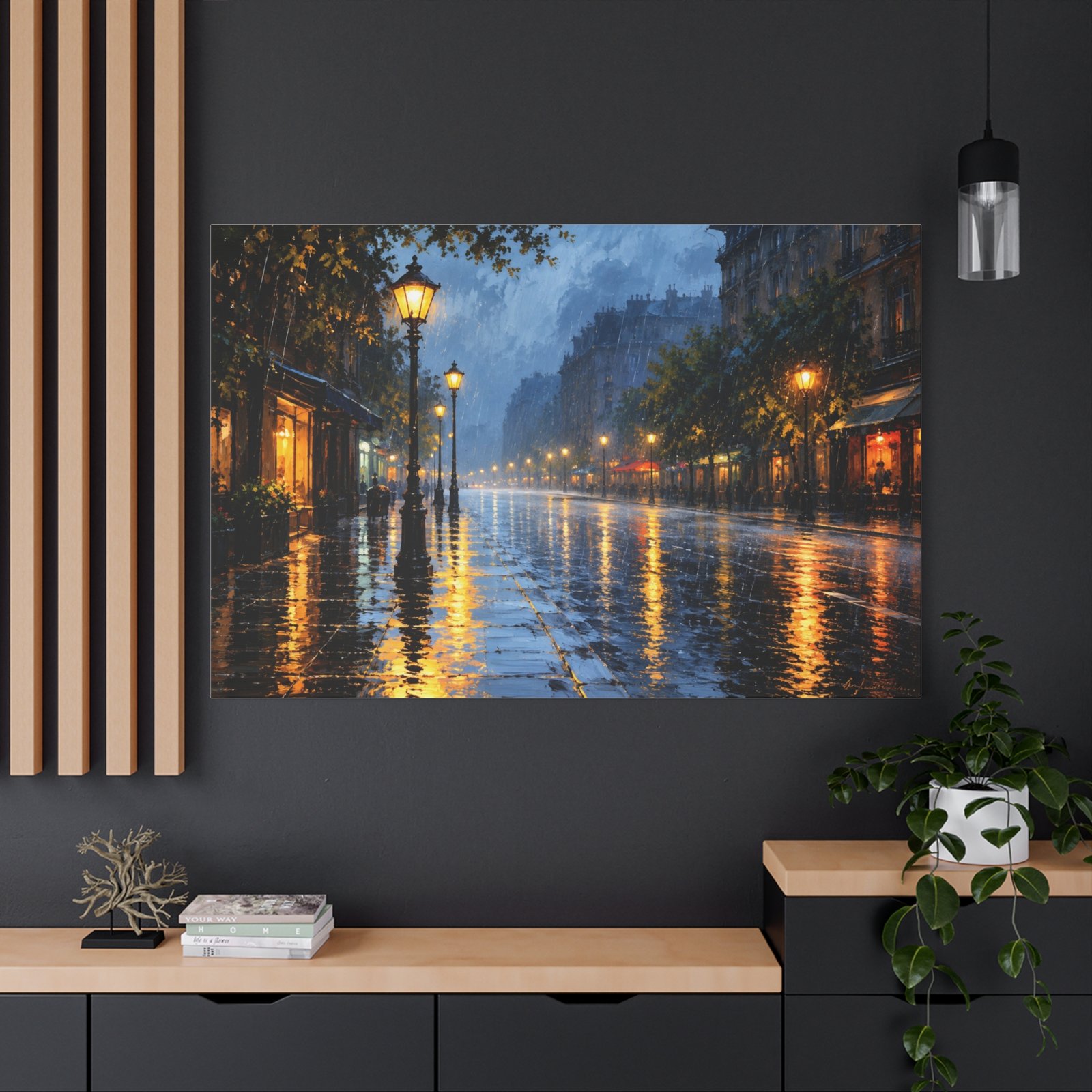 Rainy City Street Matte Canvas Print — Stretched 1.25" - Image 4