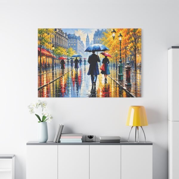 Rainy City Stroll Matte Canvas Wall Art — Stretched 1.25" - Image 3