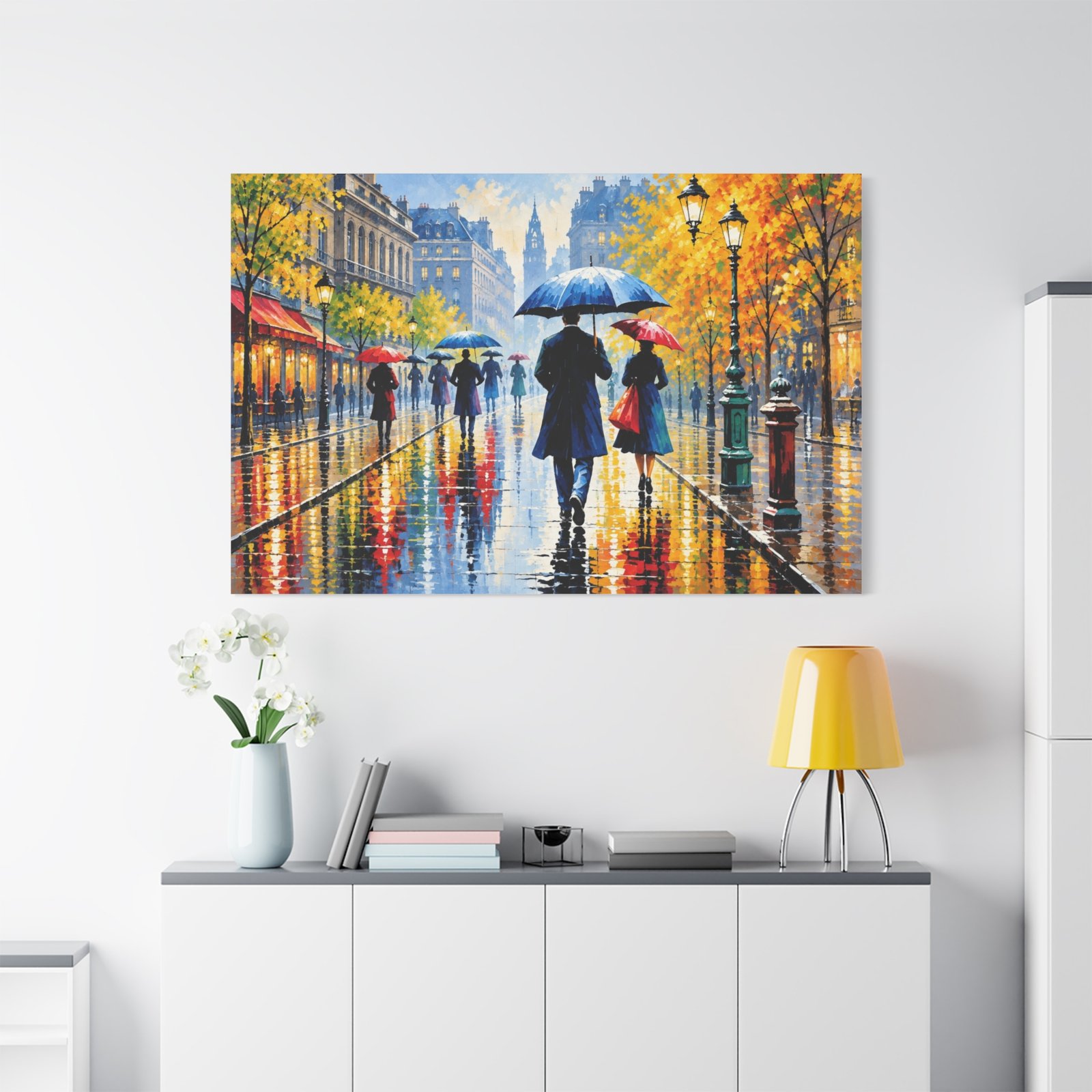 Rainy City Stroll Matte Canvas Wall Art — Stretched 1.25" - Image 3