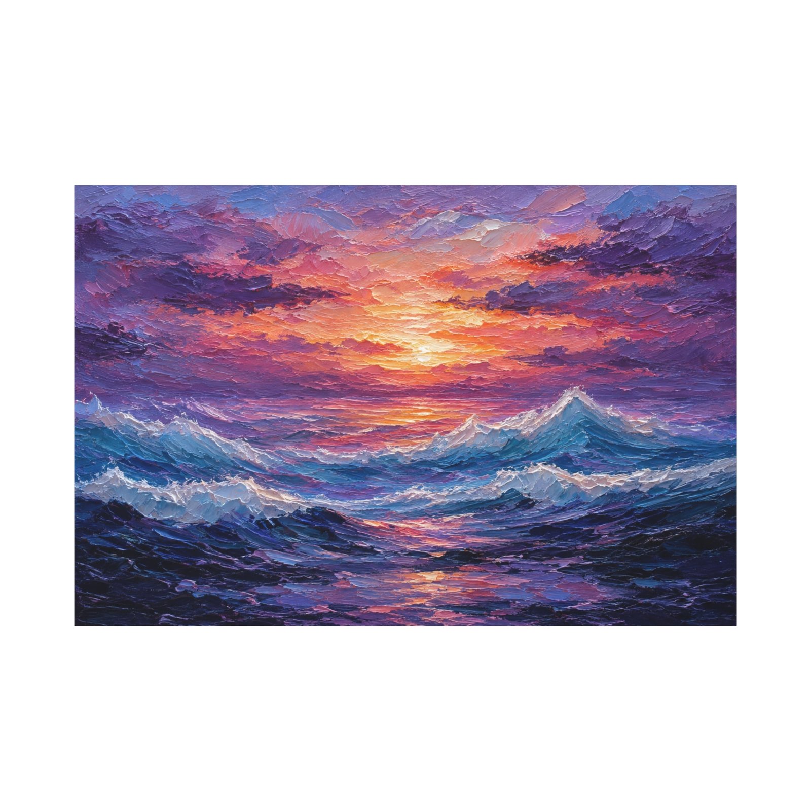 Sunset Ocean Canvas Print — Vibrant Seascape Matte Stretched Wall Art - Image 1