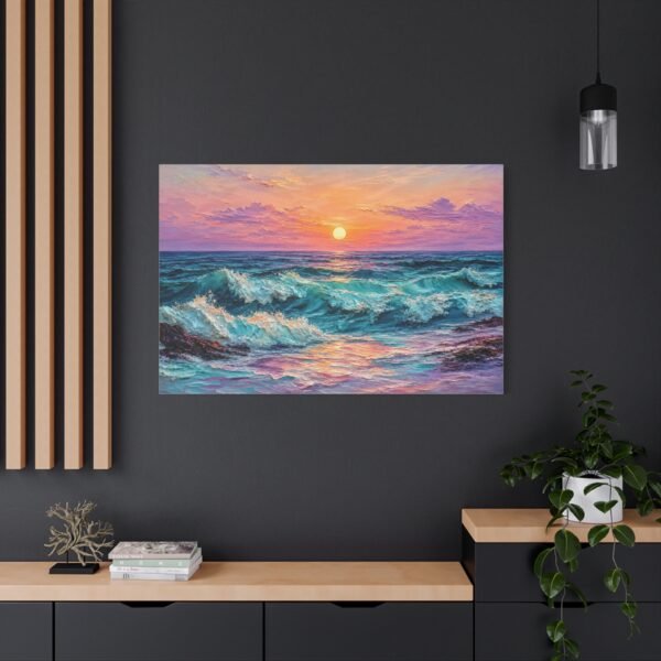Sunset Ocean Waves Matte Canvas Print — Seaside Beach Wall Art - Image 44